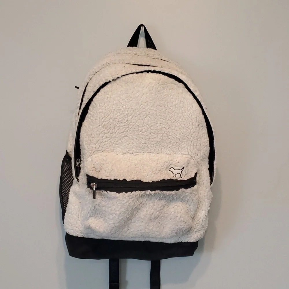 Pink VS Rare Sherpa Large Campus Backpack - Picture 3 of 14